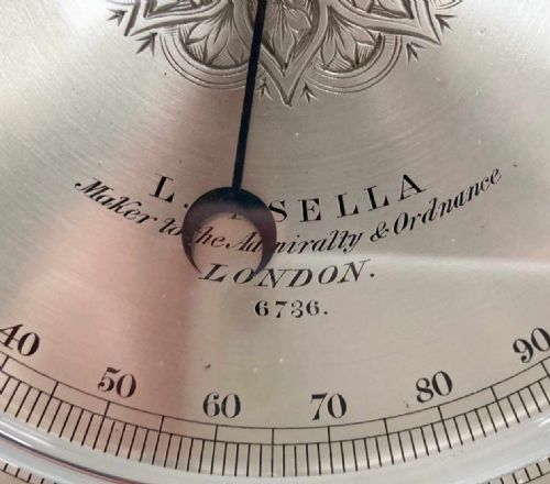 fig 1. Mid Victorian Oak & Brass Cased Aneroid Barometer by Louis Casella London