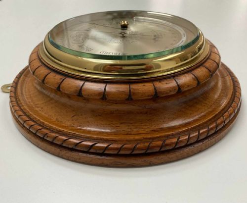 fig 3. Mid Victorian Oak & Brass Cased Aneroid Barometer by Louis Casella London