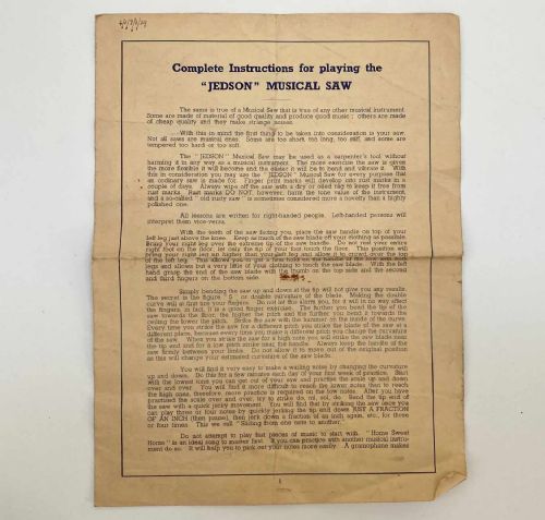 fig 5. Early Twentieth Century Cased Musical Saw by Jedson