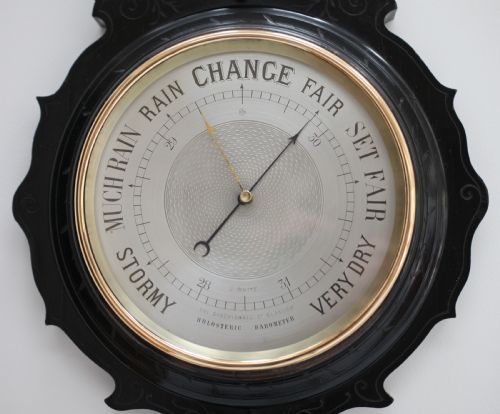 fig 2. Scottish Aesthetic Movement Aneroid Wheel Barometer by James White of Glasgow