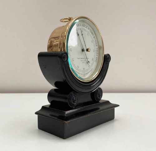 Victorian French Desk Barometer on Stand by Naudet for V&h Doninelli of Nice