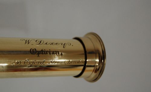 fig 2. Victorian Three Draw Telescope by William Dixey Engraved with an Edward Dixey Dedication