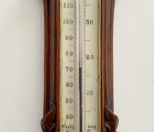 fig 2. Victorian Carved Walnut Wall Thermometer by William Dixey of 241 Oxford Street London