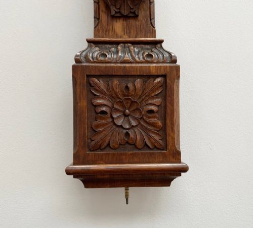 VICTORIAN CARVED OAK ADMIRAL FITZROY STORM BAROMETER BY J HICKS OF LONDON - ADDITIONAL PHOTO 5