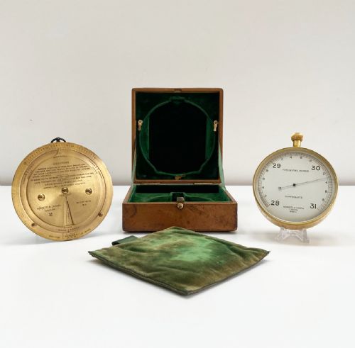 Leather Cased Forecasting Aneroid Barometer with Forecaster by Negretti & Zambra