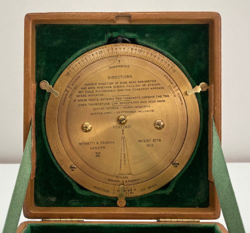 fig 2. Leather Cased Forecasting Aneroid Barometer with Forecaster by Negretti & Zambra