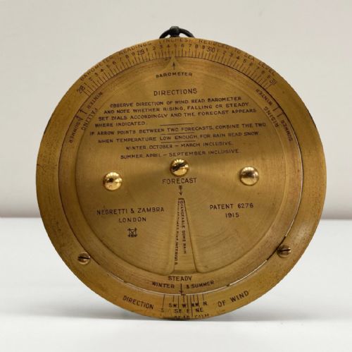 fig 4. Leather Cased Forecasting Aneroid Barometer with Forecaster by Negretti & Zambra