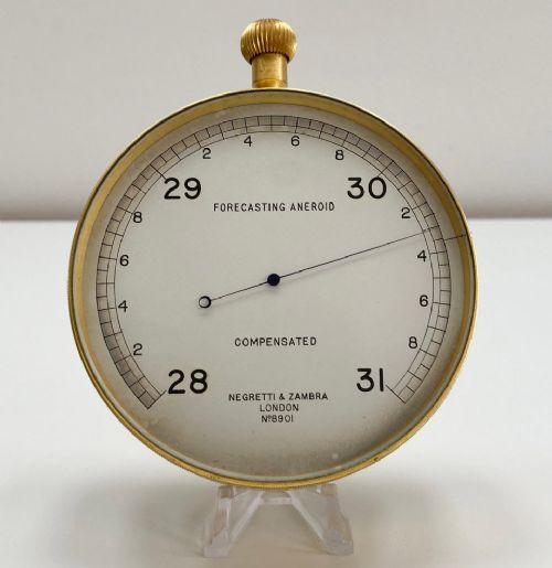 fig 5. Leather Cased Forecasting Aneroid Barometer with Forecaster by Negretti & Zambra