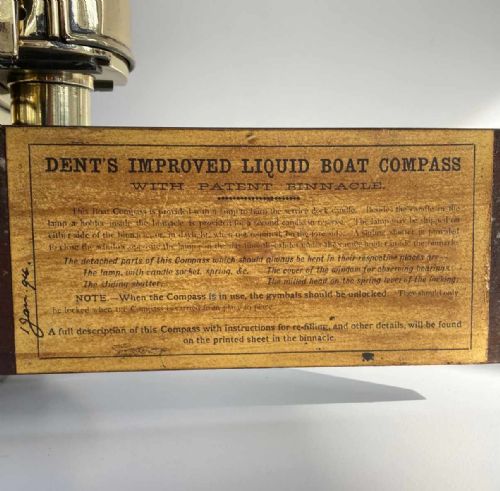 fig 9. Royal Navy Pattern 20 Patent Binnacle with Liquid Boat Compass by Dent & Co London