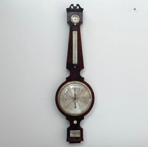 William IV Flame Mahogany Wheel Barometer by James Jeffery London