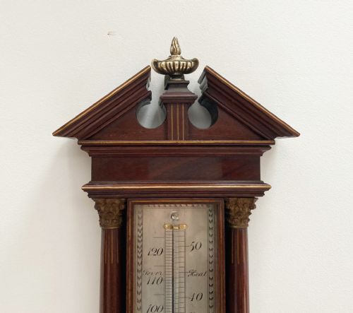 fig 1. Large Early Victorian Wall Thermometer in Architectural Mahogany Case