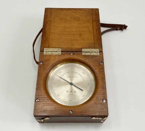 Late Victorian Cased Aneroid Barometer Altimeter by Pertuis, Naudet, Hulot & Bourgeois (Pnhb)
