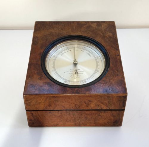 fig 1. Early Victorian Burr Walnut Cased Aneroid Barometer by Callaghan Bond Street London