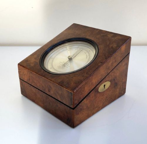 fig 2. Early Victorian Burr Walnut Cased Aneroid Barometer by Callaghan Bond Street London