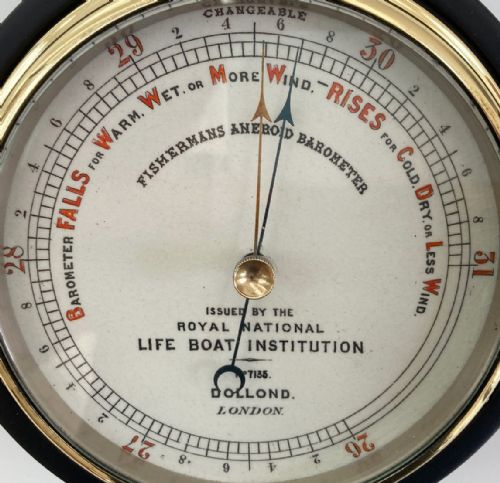 fig 1. Victorian RNLI Fishermans Aneroid Barometer by Dollond of London