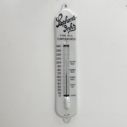 Large Stephens Ink Enamelled Advertising Wall Thermometer