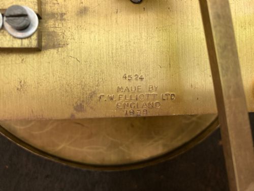 fig 7. World War 2 RAF Officers Mess Mantle clock by FW Elliott & Sons