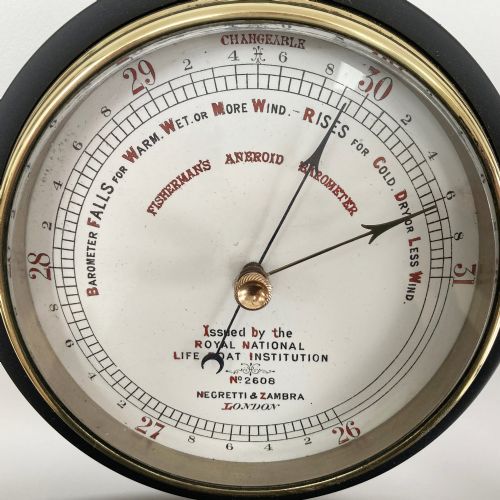 fig 1. Victorian RNLI Fishermans Aneroid Barometer by Negretti & Zambra London - N0 2608
