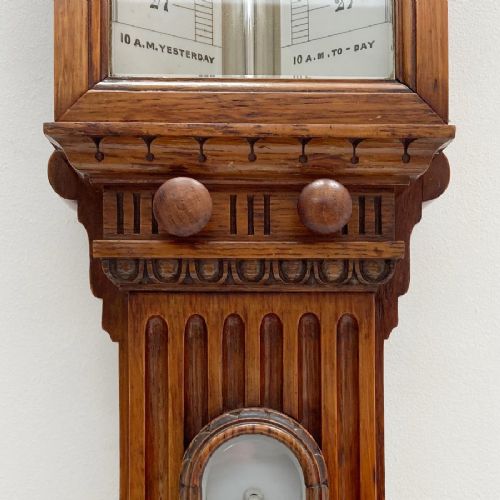 fig 2. Victorian Golden Oak Stick Barometer by Wood Late Abraham of Liverpool