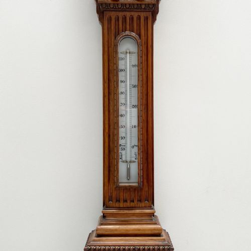 fig 3. Victorian Golden Oak Stick Barometer by Wood Late Abraham of Liverpool