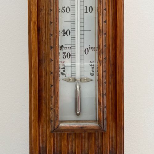 fig 4. Victorian Golden Oak Stick Barometer by Wood Late Abraham of Liverpool