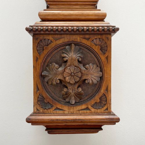 fig 5. Victorian Golden Oak Stick Barometer by Wood Late Abraham of Liverpool