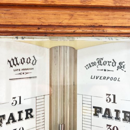 fig 7. Victorian Golden Oak Stick Barometer by Wood Late Abraham of Liverpool