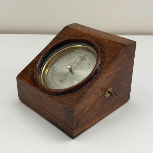 fig 2. Early Victorian Oak Cased Desk Barometer by CW Dixey London