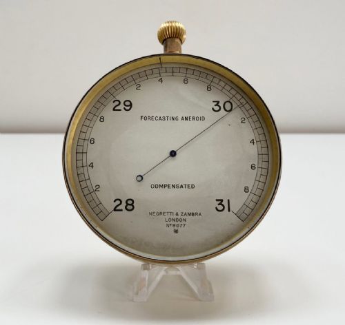 fig 2. Rare Leather Cased Forecasting Aneroid Barometer by Negretti & Zambra London