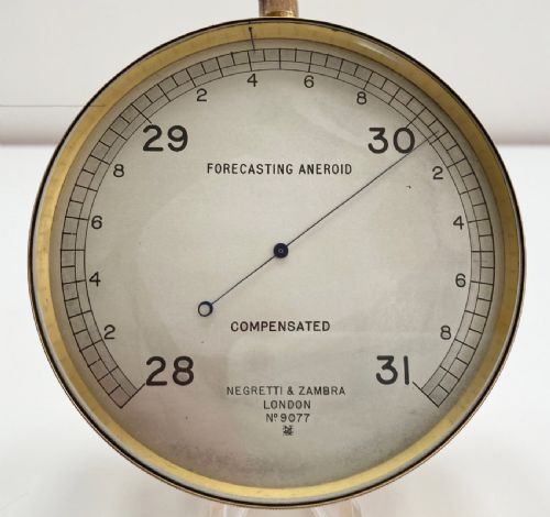 fig 3. Rare Leather Cased Forecasting Aneroid Barometer by Negretti & Zambra London