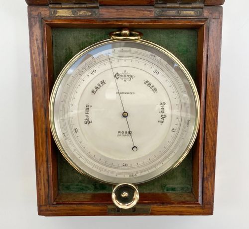 fig 3. Edwardian Oak Cased Surveyors Aneroid Barometer by Ross London with Early Snooker Award