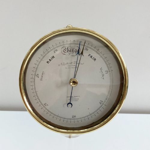 Mid Victorian Brass Cased Aneroid Barometer by Negretti & Zambra London