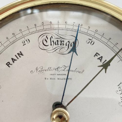fig 3. Mid Victorian Brass Cased Aneroid Barometer by Negretti & Zambra London