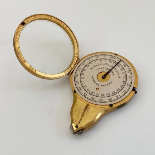 fig 3. Mid Victorian Morris's Patent Chartometer with Original Card Scales and Leather Case