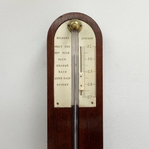 LATE EIGHTEENTH CENTURY MAHOGANY STICK BAROMETER BY GILBERT LONDON - ADDITIONAL PHOTO 1