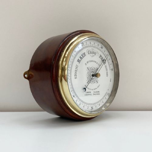 Large Late Victorian Drumhead Aneroid Barometer by D. Mcgregor & Co