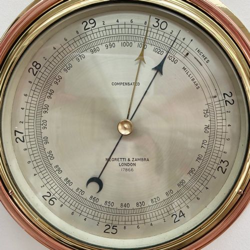 fig 1. Early Twentieth Century Submarine Pattern Aneroid Barometer by Negretti & Zambra