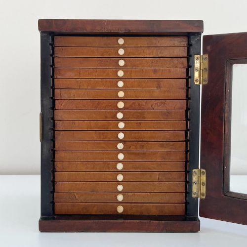 fig 1. Late Victorian Mahogany Microscope Slide Cabinet or Slide Case