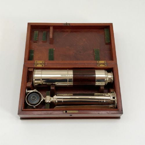fig 1. Cased Early Victorian Telescope on Stand by Carpenter & Westley London