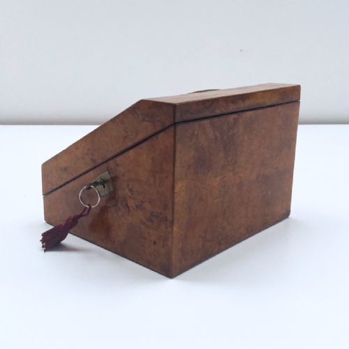 fig 4. Early Victorian Desk Aneroid Barometer in Burr Walnut Case by CW Dixey London