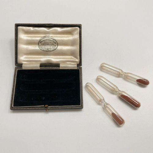 fig 1. Cased Set of Sand timers by Collingwood & Son for Barnes Welch & Barnes Auctioneers