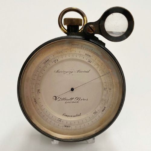 Late Victorian Surveying Aneroid Barometer in Case by Elliott Brothers London