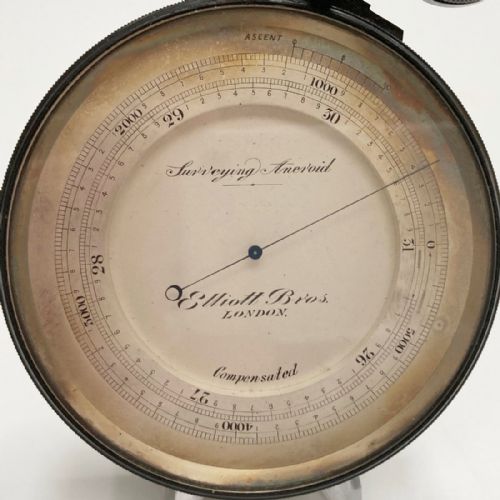 fig 2. Late Victorian Surveying Aneroid Barometer in Case by Elliott Brothers London
