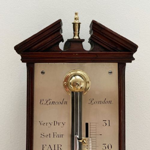 fig 1. Eighteenth Century Mahogany Stick Barometer by Charles Lincoln of London
