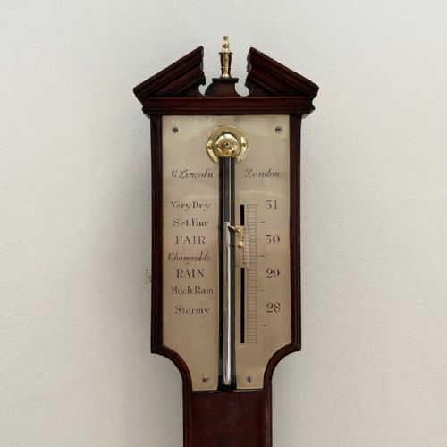 fig 2. Eighteenth Century Mahogany Stick Barometer by Charles Lincoln of London