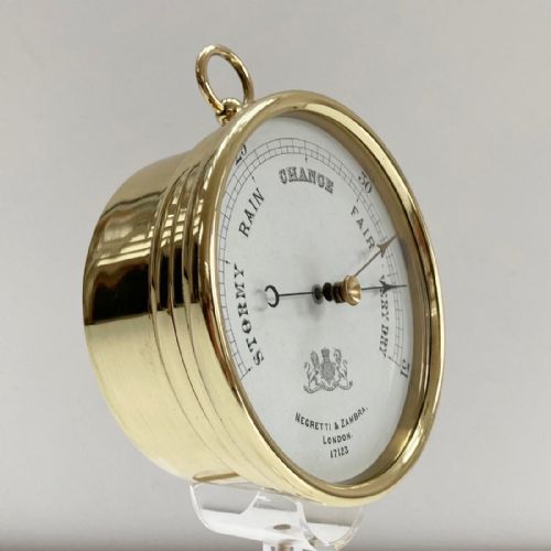 fig 1. Mid Victorian Brass Cased Aneroid Barometer by Negretti & Zambra London