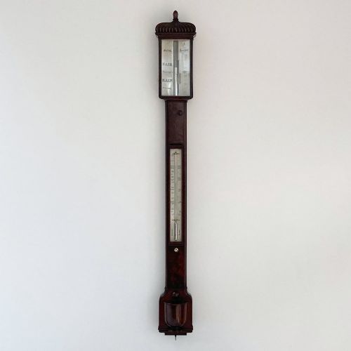 Early Victorian Pagoda Stick Barometer by Bate of London