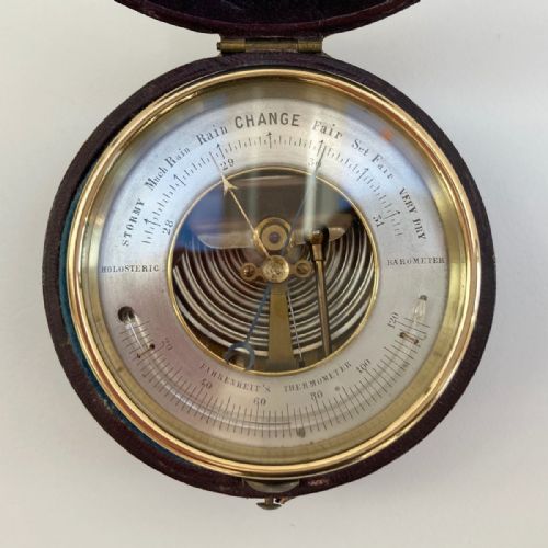 fig 1. Victorian Miniature Open Dial Aneroid Barometer by PNHB of Paris