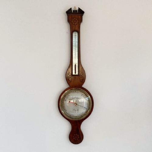 Georgian Wheel Barometer with Rare Painted Dial by Volenterio
