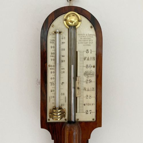 fig 5. Mid Victorian Rosewood Stick Barometer by Negretti & Zambra London